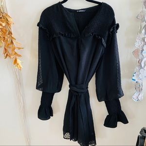 Black puff sleeve dress